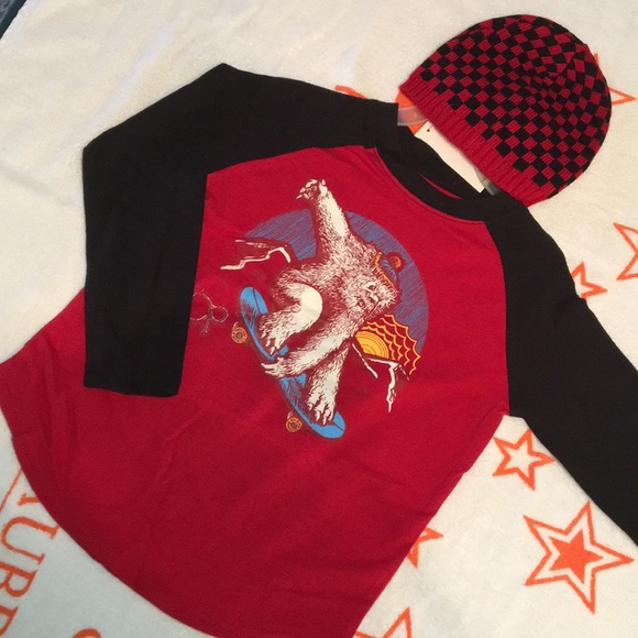 Ocean Pacific T-shirt & marching beanie 5T - Picture 1 of 4